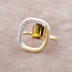 Square/ Bicolor Sapphire Ring