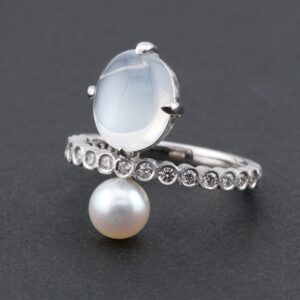 Bubble / Moonstone Pearl  Ring